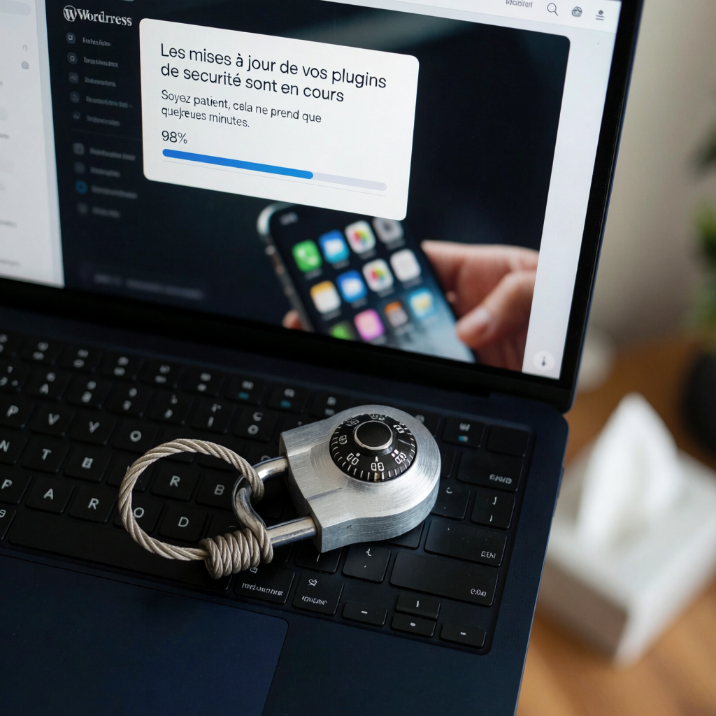 Cadenas sur clavier : sécurité et maintenance WordPress